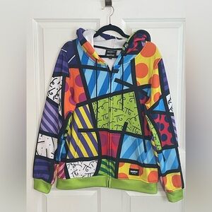 Freshhoods by Britto Zip Hoodie XL Romero Britto Pop Art Graphic Jacket Unisex
